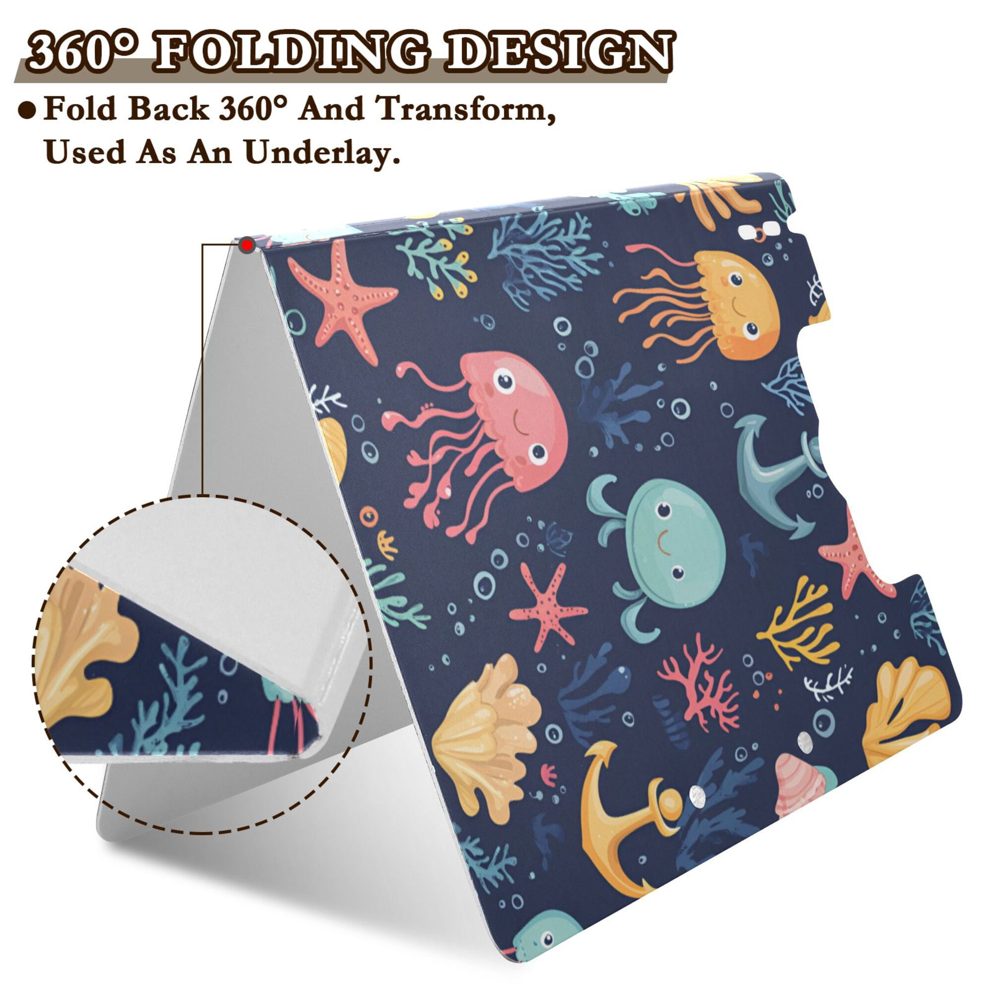 FORMRS A4 Clipboard Folder with Pen Holder Horizontal Foldable School Office Binder, Red Jellyfish