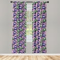 thumbnail image 2 of Ambesonne Tropical Curtains, Paint-Brushed Palm Trees, Pair of 28"x63", Pale Rose and Dark Lavender, 2 of 4