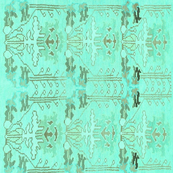 Ahgly Company Indoor Square Abstract Turquoise Blue Modern Area Rugs, 7' Square