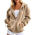 thumbnail image 4 of Dpytoraw Women's Velvet Zip Hoodie, Fleece Lined Jacket for Fall Winter Yellow M, 4 of 6