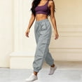 thumbnail image 5 of Gytharion Women's Multi Pockets Cuffed Sweatpants Solid Color Drawstring Elastic Waist Cargo Joggers Casual Fashion Track Pants with Pockets, 5 of 8
