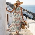 thumbnail image 5 of Jiueut Butterfly Floral Print Women’s Sleeveless Long Maxi Dress with Pockets, Linen Look Casual Summer Dress Flowy Loose Fit Beach Vacation Resort Wear Outfit, M, 5 of 7