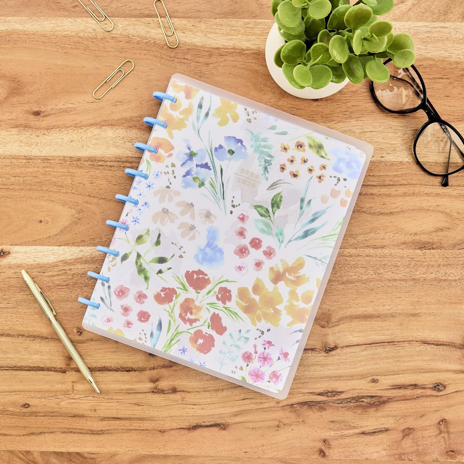 Simply by Happy Planner, Kitchen Flowers Weekly Monthly Planner, Classic 7" x 9.25" Size, July 2024-June 2025