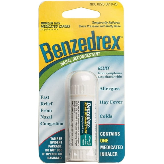 Benzedrex Nasal Decongestant Inhaler, Medicated Nasal Vapor Inhaler, 1 Count (pack of 3)