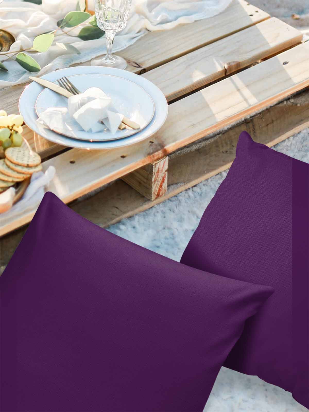Outdoor Waterproof Throw Pillow Covers Set of 2 Solid Purple Color Decorative Pillowcases Square Outdoor Pillows Cushion Case 16x16 Inch Purple Patio Pillows for Couch Sofa Bed Garden