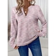 thumbnail image 2 of Top Dokotoo para mujer, manga larga, cuello en V, tejido gofrado, color rosa XL, 2 of 5
