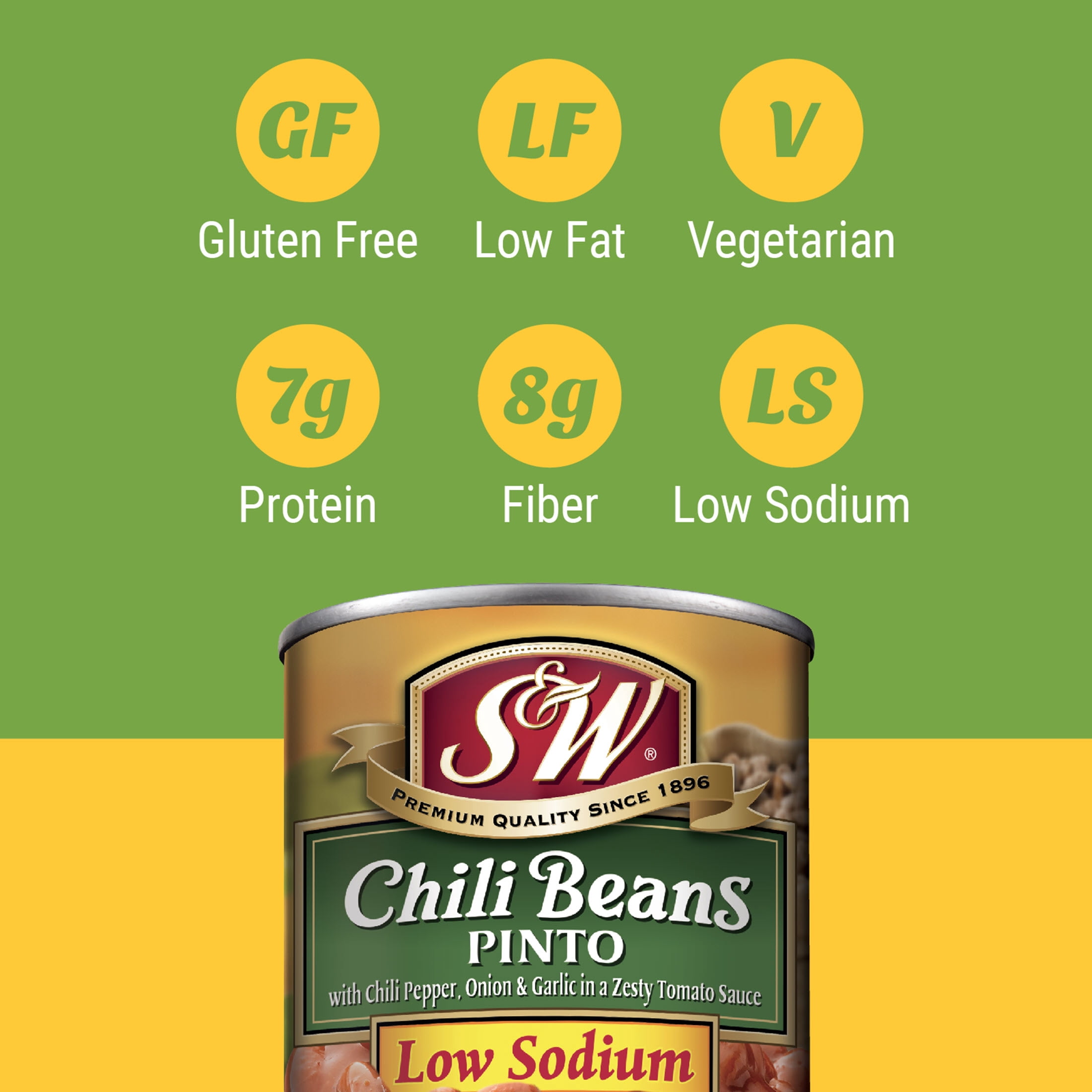S&W Pinto Chili Beans - Low Sodium - 15.5 oz. Can