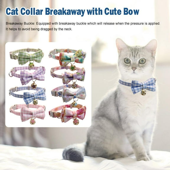FurNest Dog & Cat Kitten Small Pet Puppy Adjustable Neck Collar Bell Bow with