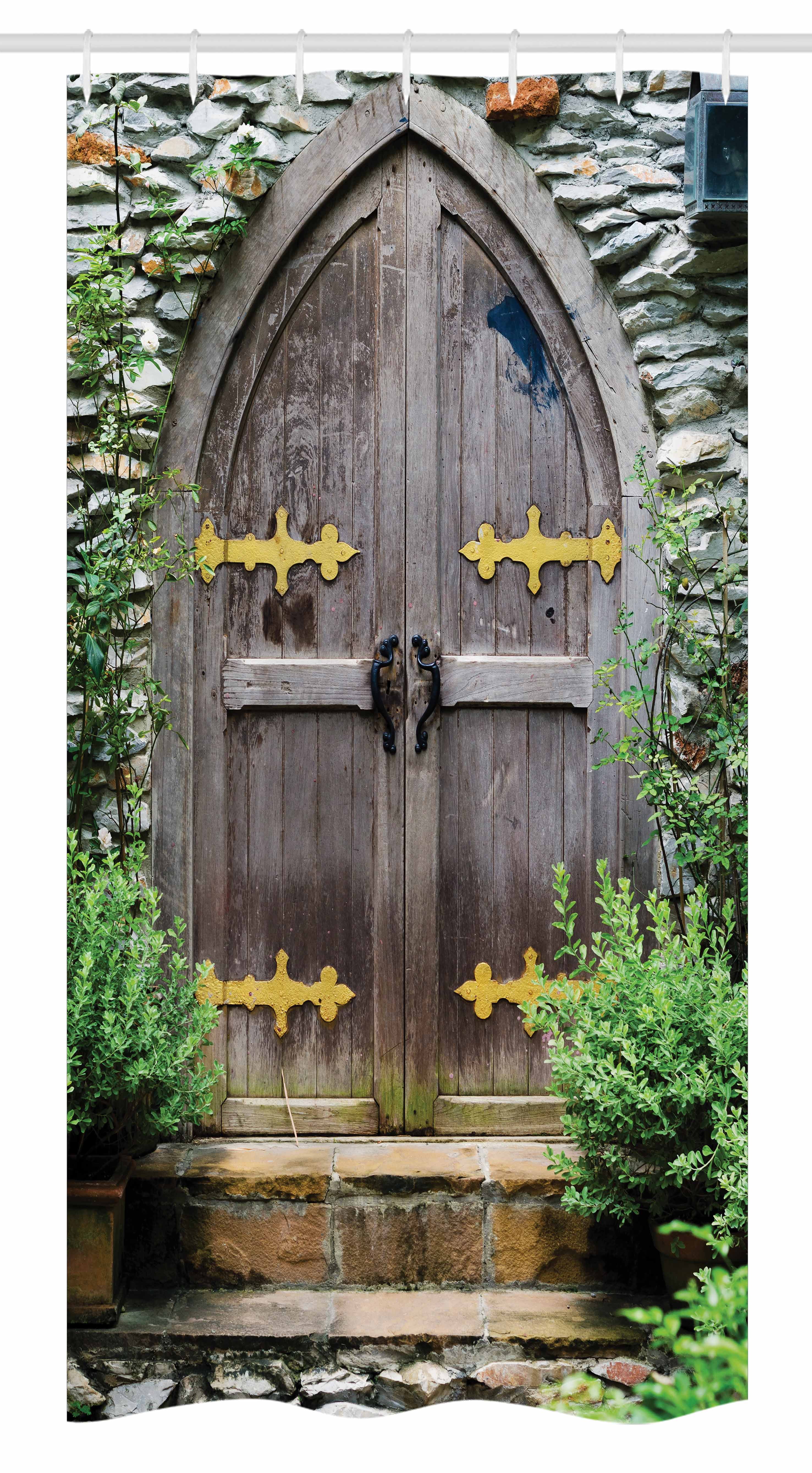 Rustic Stall Shower Curtain, Unique Castle Traditional Middle Age