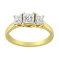 thumbnail image 2 of 10K Yellow Gold 1ct TDW Princess-Cut Diamond Three Stone Band Ring (J-K, I1-I2), 2 of 8