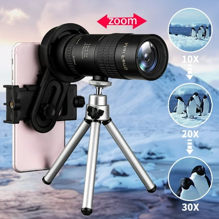 Iphone Camera Lens - 10-30x Zoom Telephoto Telescope Monocular Camera Lens+ Clip +Tripod Stand for iPhone Universal Smart Cell Phone