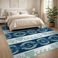 thumbnail image 3 of ODIKA 8'x10' Washable Area Rug Wide Nautical Border Motif Front Layered Welcome Door Striped Playful Expressive for King Size Bedroom Under Bed, Master Suite, Non-Shedding, Easy Care, 3 of 7