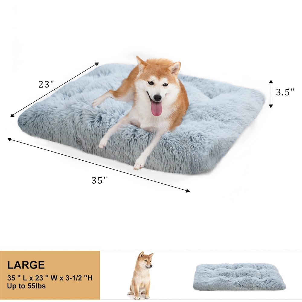 Reyox Large Dog Bed, 35 x 23 inch Fluffy Plush Dog Cage Bed, Washable Dog Mat with Non-Slip Bottom for Large and Medium Dogs,Gradient Gray