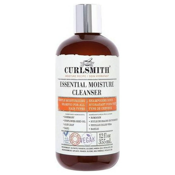 CURLSMITH - Essential Moisture Cleanser, Gentle Nourishing Shampoo for Wavy, Curly and Coily Hair, Vegan (12fl oz)