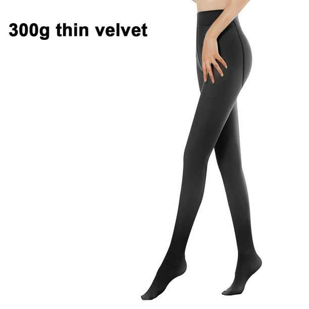 Womens Black Velvet Plush Tights