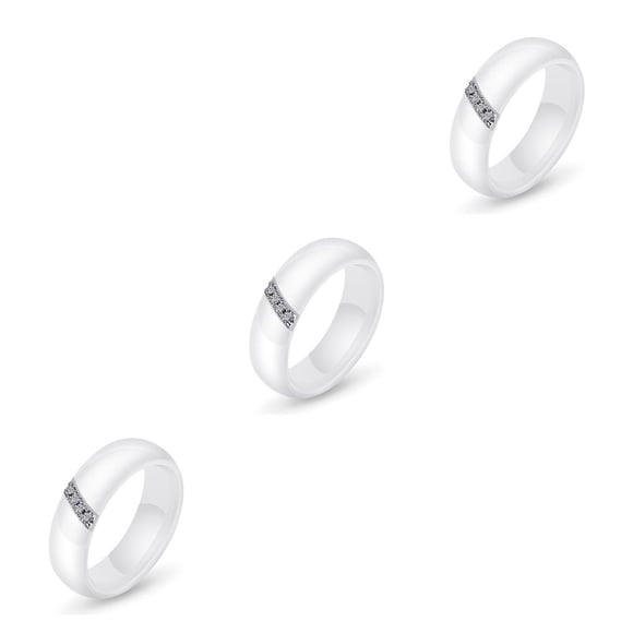Minnieouse Anillo de circón Blanco Negro Lazo de cerámica Estilo simple Accesorio de moda Mujeres Pareja Compromiso de boda Regalos de joyería Type4 NO4