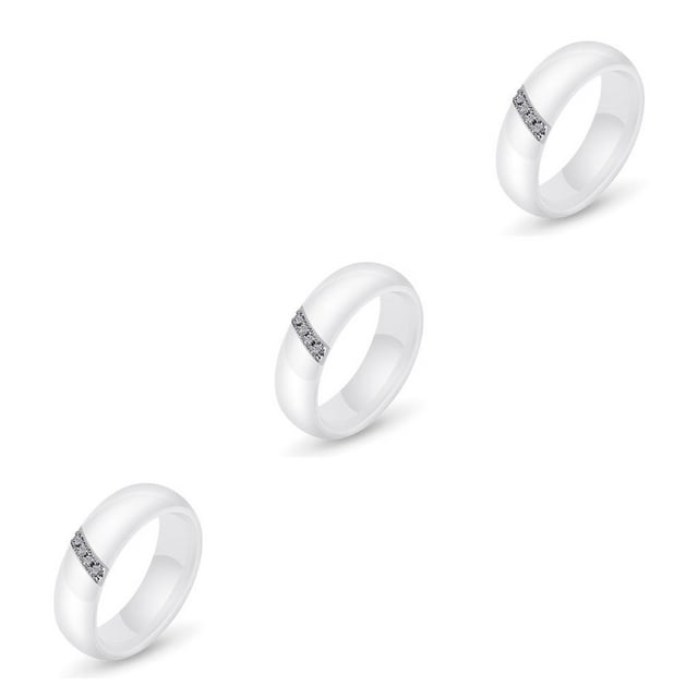 Qarigey Anillo de circón de cristal Superficie lisa Blanco Negro Lazo de cerámica Estilo simple Mujeres Pareja Joyería de compromiso de boda Type7 NO7