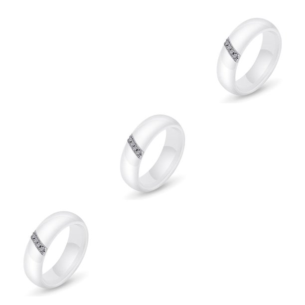 Anillo de Circón Minnieouse Superficie Lisa Blanco Negro Cerámica Estilo Simple