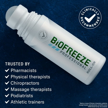 Biofreeze Professional Roll-On Pain-Relieving Gel 3 FL OZ, Green Topical Pain Reliever For Muscles And Joints From Arthritis, Backache, Strains, Bruises, & Sprains (Package May Vary)