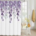 thumbnail image 4 of Fabric Shower Curtain, Purple Eucalyptus Leaves Watercolor Plants Shower Curtains with 12 Hooks Waterproof Machine Washable Bath Curtains for Bathroom,54 x 78in, 4 of 6