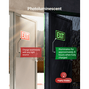 Sunco 12 Pack Photoluminescent Exit Signs, Glow In The Dark Emergency Sign, Non-Electrical, Adhesive Backing, Fade Resistant, Waterproof, Tear Resistant, Up to 50FT Visibility.