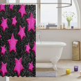 thumbnail image 3 of Manfei 3D Kawaii Stars Print Shower Curtain 72Wx72L,Cute Cartoon Themed Bathroom Curtain,Pink Black, 3 of 5