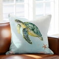thumbnail image 2 of Sea Turtle Throw Pillow Cover Teal Green Starfish Shell Marine Life Cotton Linen Cushion Cover Throw Pillow Case with Invisible Zipper for Couch Sofa Bed Chair Car 18x18 Inch, 2 of 9