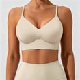 thumbnail image 5 of iHPH7 Long Line Sports Bra Women Padded Workout Crop Tops V Neck Seamless Wirefree Yoga Bra Spaghetti Straps Everyday Lounge Sleep Bralette Breathable Bras White M, 5 of 8