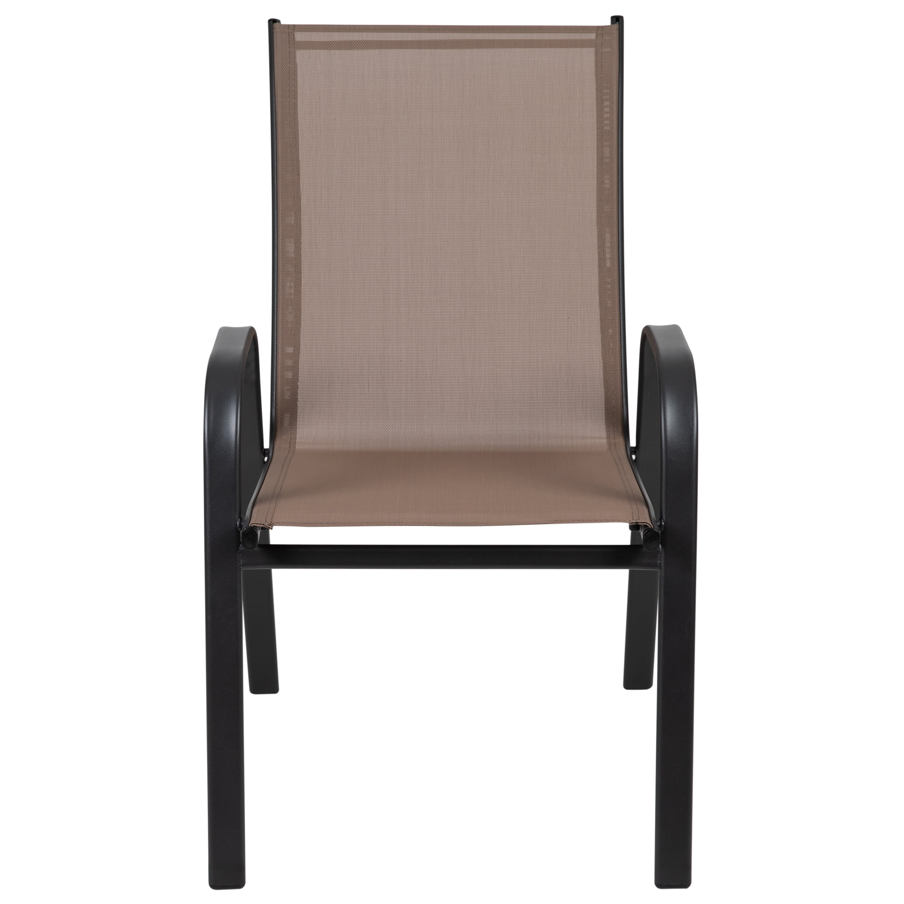 Emma + Oliver 4 Pack Brown Outdoor Stack Chair with Flex Comfort Material - Patio Stack Chair