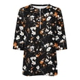thumbnail image 5 of 3/4 Sleeve Blouses for Women Vintage Floral Print Shirt Quarter Zip Mock Neck Top Dressy Casual Summer Outfits Blusas Elegantes Para Mujer, 5 of 5
