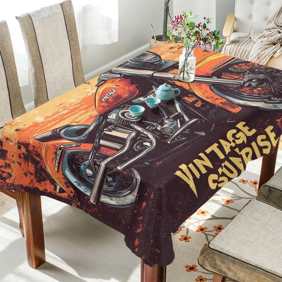 YAZAOO Square Tablecloth Motorcycle Pattern Pattern Tableclothes
