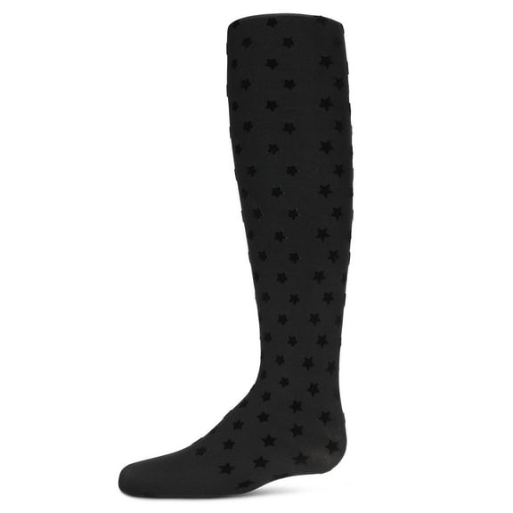 MeMoi Girls Flocked Star Opaque Nylon Tights - Girls - Female, 14-16, Black