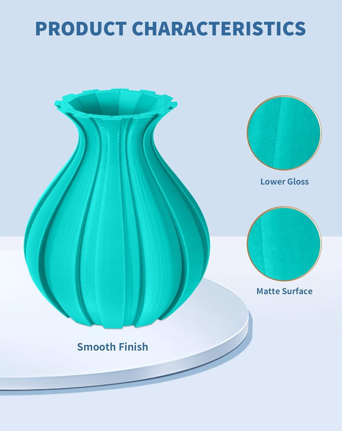 Matte PLA Filament 1.75mm Cyanblue, 1kg Cardboard Spool Matte Finish 3D Printer Filament PLA 1.75mm Dimensional Accuracy 99% +/- 0.03 mm, Printing with FDM 3D Printer