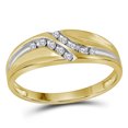 thumbnail image 1 of 10kt Yellow Gold Mens Round Diamond Double Row Slender Wedding Band 1/8 Cttw, 1 of 1