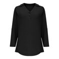 thumbnail image 3 of ClodeEU Women's Tops ,3/4 Length Rolled Sleeve,V Neck T Shirts Both Side Buttons Blouses Black,Womens Plus XXL, 3 of 7