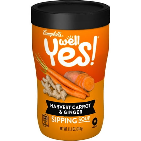 Campbell's Well Yes! Sipping Soup, Vegetable Soup On The Go, Harvest Carrot & Ginger, 11.1 Oz (Best Ever Carrot Ginger Soup Recipe)