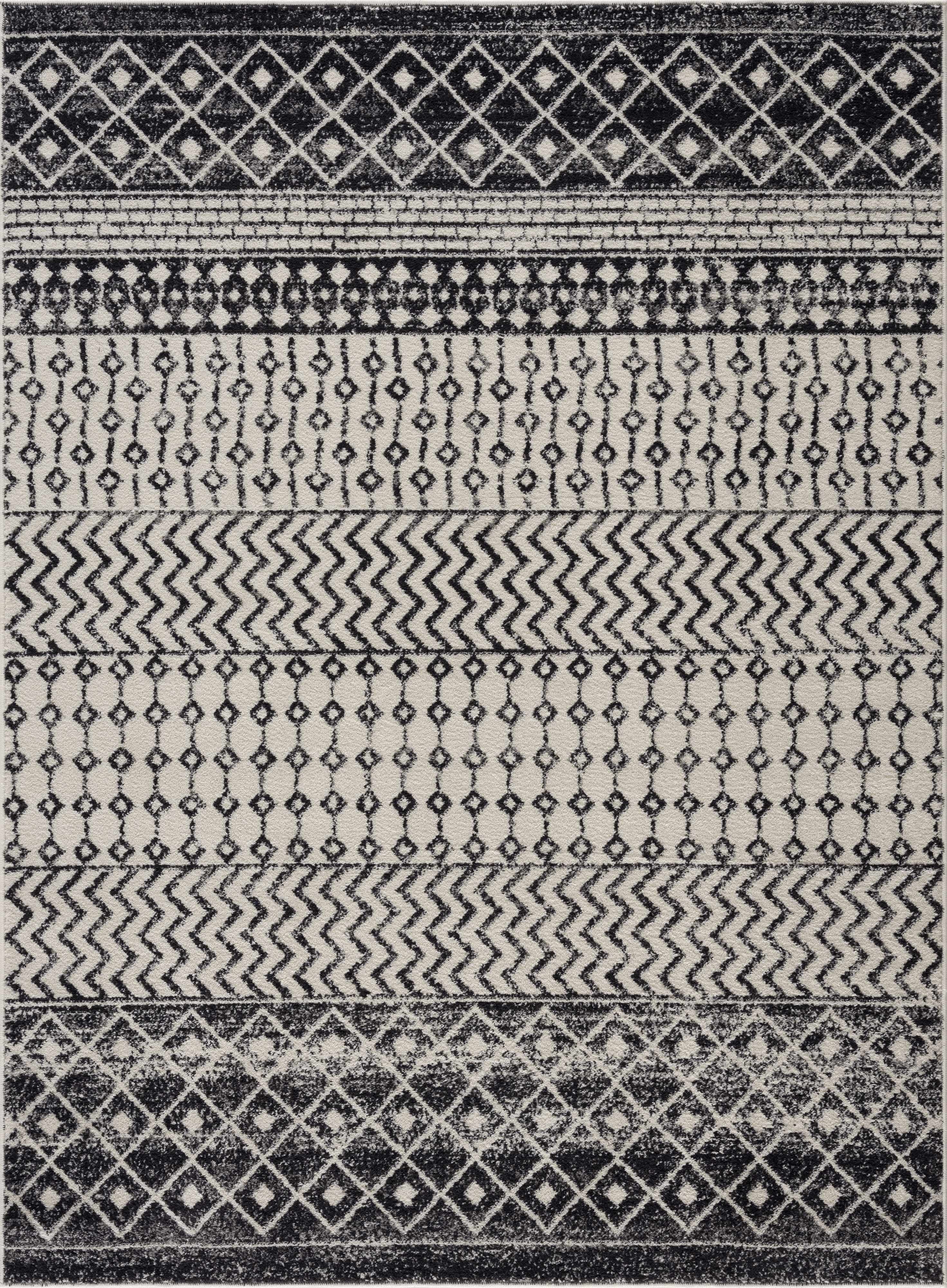 Hauteloom Constantinople Living Room, Bedroom Area Rug - Bohemian/Global - Black, Gray, Light Gray - 10' x 13'