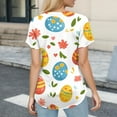 thumbnail image 6 of DENGDENG Easter Scrub Shirts for Women Bunny Easter Eggs Printed Workwear Nurses Uniforms Clearance V Neck Short Sleeve T-Shirts Funny Rabbit Scrub Tops with Pockets Yellow S, 6 of 6
