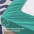 thumbnail image 4 of Czcpp-Très Grand Draps, Draps Rafraîchissants en Microfibre Douce Bleu Sarcelle avec Sangles d'Angle, Ensemble de Literie de Luxe Turquoise à Poches Profondes pour Hôtel Confortable, 4 of 4