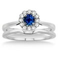 thumbnail image 2 of Solitaire 1.25 Carat Round Shape Blue Sapphire And Moissanite Diamond Engagement Ring Bridal Set Halo On 10k White Gold, 2 of 2