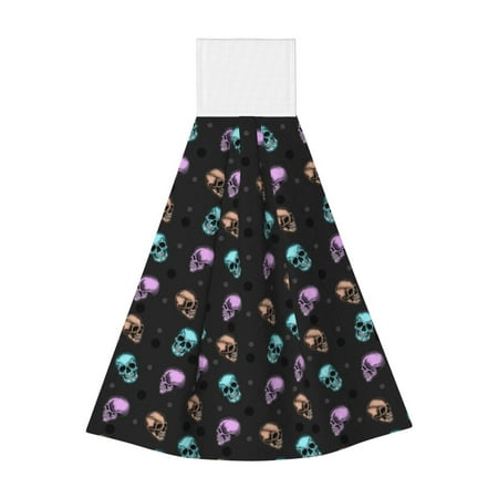 

Lukts purple cyan brown Skull for Coral Fleece Velcro Towel Suitable for Bathroom Kitchen Hanging Absorbent Towel Household Items