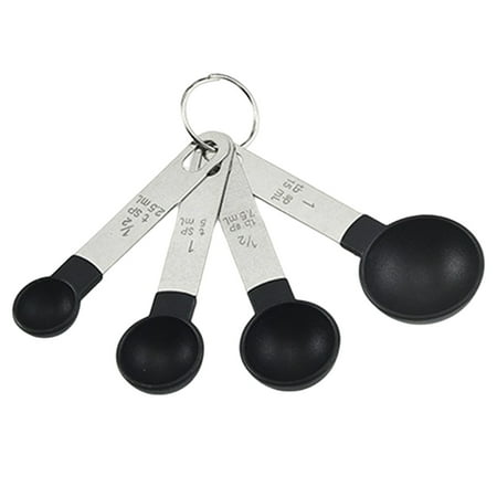 

4-Piece Stainless Steel Measuring Spoon Set with Convenient Ring Holder Clear Measurement Markings Easy-to-Clean Surface and Non-Slip Handle - Ideal for Baking and Multipurpose Kitchen Use