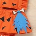 thumbnail image 6 of IBTOM CASTLE Baby Girl 1st Birthday Outfit Cow Print Romper Summer Sleeveless Jumpsuit Ruffle Backless Sunsuit Dress with Headband Cake Smash Photo Shoot Clothes 12-18 Months Orange Girl, 6 of 8