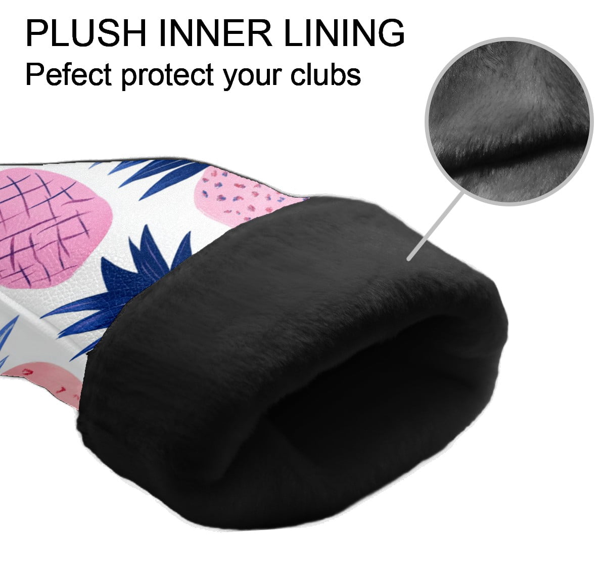 Golf Club Covers PU Leather Waterproof Head Covers for Fairway Woods Hybrids Pineapple Pattern Unisex Fits Most Brands