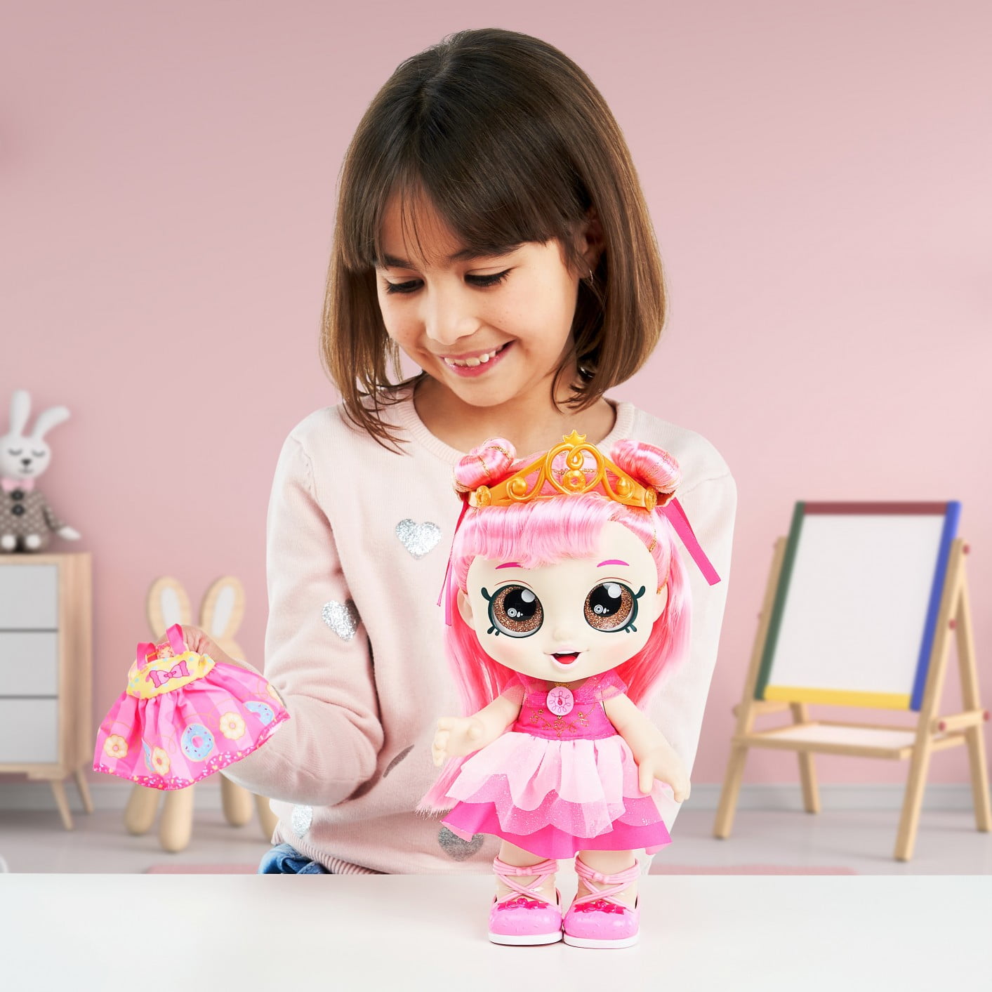 Kindi Kids Dress Up Friends-Pre-School Play Doll, Marsha Mello Bunny-for Ages 3+|想像力豊かな子供たちのための交換可能な服と取り外し可能な靴-Doll Preparing for Preschool with Kindi Kids Dress Up - Real Mum Reviews
