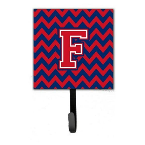 Letter F Chevron Yale Blue & Crimson Leash or Key Holder