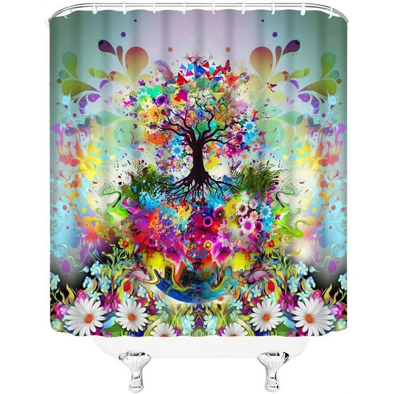  Tree Forest Abstract Bathroom Set with Shower Curtain
