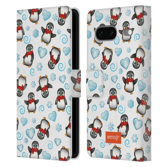 Head Case Designs Officially Licensed emoji® Winter Wonderland Penguins Leather Book Wallet Case Cover Compatible with Google Pixel 7