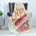 thumbnail image 4 of Enjoy the Little Things Soft Flannel Fleece Blanket, Positive Outlook on Life Themed Message with Swirls and Curlicues, Cozy Plush for Indoor and Outdoor Use, 70" x 90", Multicolor, by Ambesonne, 4 of 5