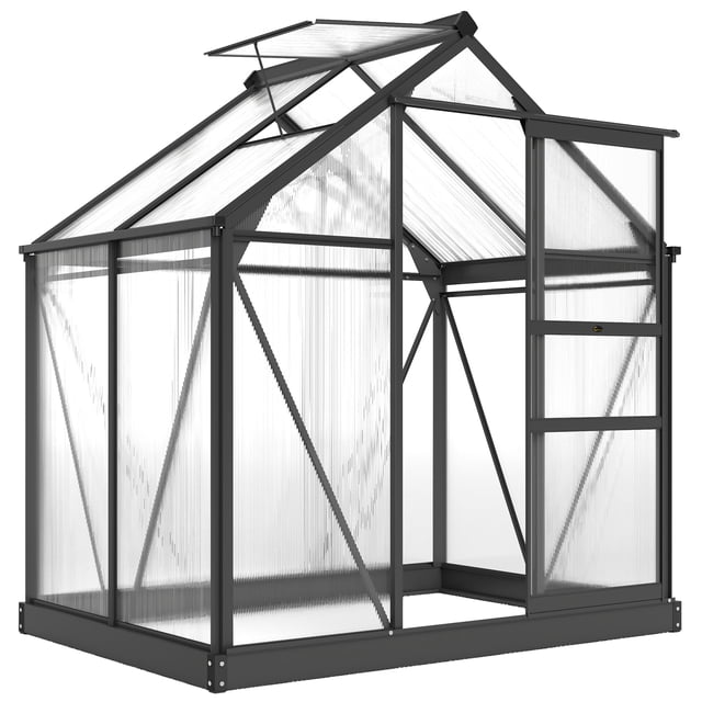 Outsunny Serre, Serre Chaude à Entrée Piétonne, Panneau PC Transparent avec Porte Coulissante
